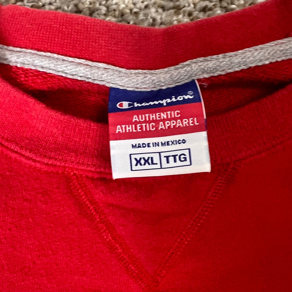 Champion Mens Red Crewneck Sweatshirt XXL Authentic Athletic Apparel Logo - Picture 2 of 7